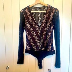 Dynamite Black Lace Fitted thong Bodysuit